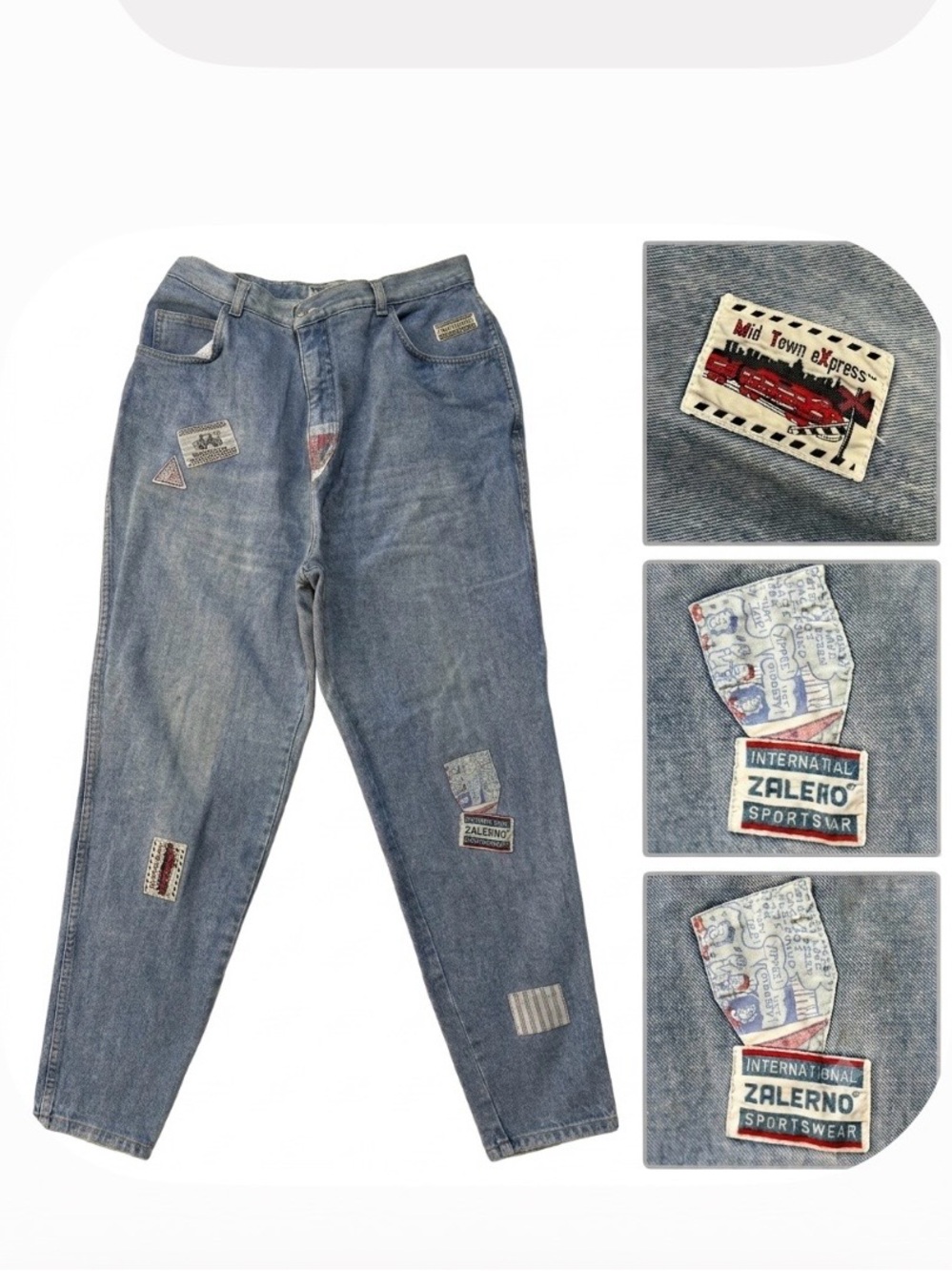 Vintage 80s Stefano International Sportswear Denim Mom Jeans Patches High 34 18W